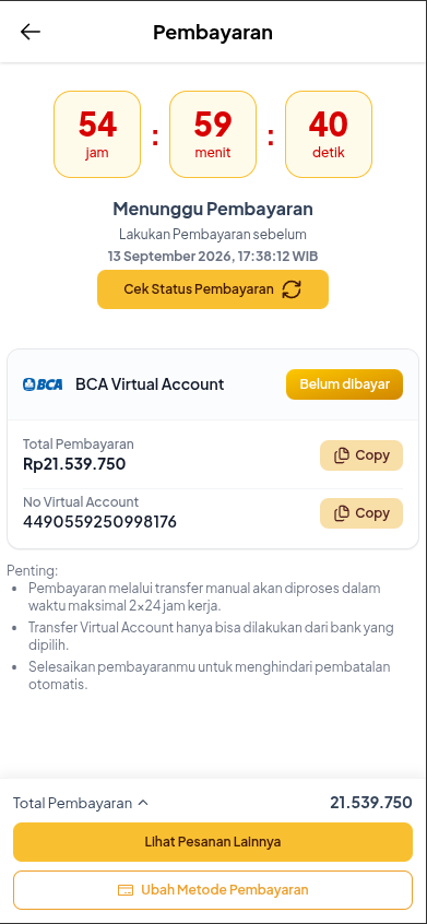 Selesaikan pembayaran mobile