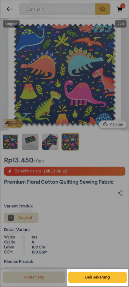 Halaman detail produk Mobile Web Poolapack dengan informasi varian dan tombol pembelian